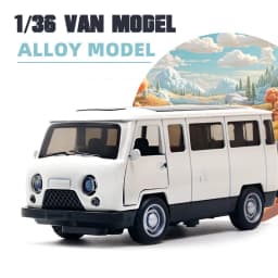 1:36 Alloy Vintage Diecast Cute Cartoon Van Classic Car Model Pull Back Car Model Miniature Vehicle Replica For Collection Gift