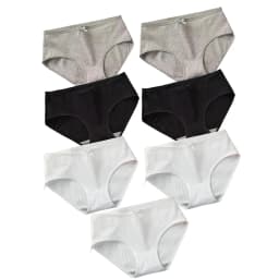 7Pcs/Set Women Cotton Ribbed Panties Mid-Rise Briefs with Bow Detail Comfort Breathable Underwear Sexy Lingerie Intimates M-XL