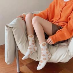 5 Pairs of Retro Textured Palace Style Women's Socks With Fashionable Three-Dimensional Relief Soft and Comfortable Casual Socks