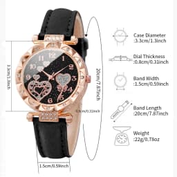 4PCS/Set Women's Watches Fashion Rhinestone Ladies Quartz Watch Leather Band Wristwatches Bracelets Set(Without Box)