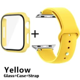 Glass+Case+Strap for Apple Watch Band 42mm 44mm 41mm 40mm 38mm 45mm 49mm Screen Protectors for Apple IWatch Series 8 7 6 SE 5 4
