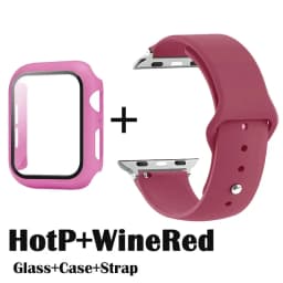 Glass+Case+Strap for Apple Watch Band 42mm 44mm 41mm 40mm 38mm 45mm 49mm Screen Protectors for Apple IWatch Series 8 7 6 SE 5 4