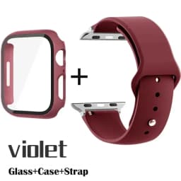 Glass+Case+Strap for Apple Watch Band 42mm 44mm 41mm 40mm 38mm 45mm 49mm Screen Protectors for Apple IWatch Series 8 7 6 SE 5 4