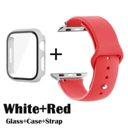 Glass+Case+Strap for Apple Watch Band 42mm 44mm 41mm 40mm 38mm 45mm 49mm Screen Protectors for Apple IWatch Series 8 7 6 SE 5 4
