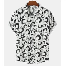 3D Printed Leopard Shirt For Men Casual Fashion Summer Short Sleeves Hawaiian Beach Shirts Personality Lapel Aloha Button Blouse