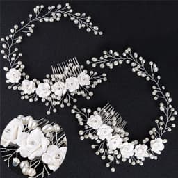 HandMade Silver Color Pearl Wedding Hair Combs Hair Accessories for Bridal Flower Headpiece Women Bride Hair ornaments Jewelry