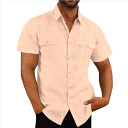 Men's Linen Hot Sale Men Short-Sleeved Shirts Summer Solid Color Comfort Collar Casual Beach Style Plus SizeMale Shirts M-4XL