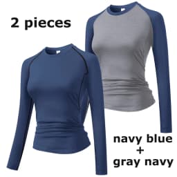 Women's Compression Shirt Athletic Yoga Running Long Sleeve T-Shirt Spring Fall Gym Workout Stretchy Baselayers Rash Guard Tops