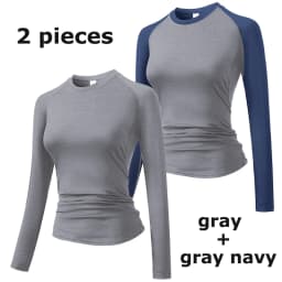 Women's Compression Shirt Athletic Yoga Running Long Sleeve T-Shirt Spring Fall Gym Workout Stretchy Baselayers Rash Guard Tops