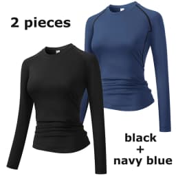 Women's Compression Shirt Athletic Yoga Running Long Sleeve T-Shirt Spring Fall Gym Workout Stretchy Baselayers Rash Guard Tops