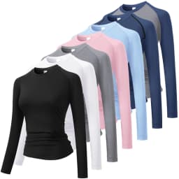 Women's Compression Shirt Athletic Yoga Running Long Sleeve T-Shirt Spring Fall Gym Workout Stretchy Baselayers Rash Guard Tops