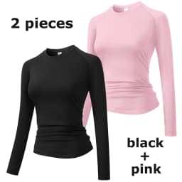 Women's Compression Shirt Athletic Yoga Running Long Sleeve T-Shirt Spring Fall Gym Workout Stretchy Baselayers Rash Guard Tops