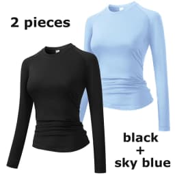 Women's Compression Shirt Athletic Yoga Running Long Sleeve T-Shirt Spring Fall Gym Workout Stretchy Baselayers Rash Guard Tops