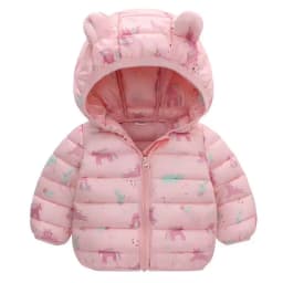 Children's Cotton Coat Baby Cartoons Down Jacket Boys Hooded Colthing Girls Warm Winter Clothes Toddler Kids Outerwear 0-5Y