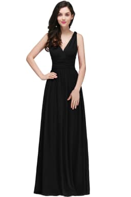 Elegant Burgundy V Neck Long Evening Dresses Summer Sleeveless Chiffon Ruched Formal Wedding Party Prom Gowns Vestido De Fiesta