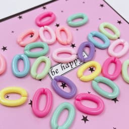 100pcs Acrylic Colorful U-shaped Opening Ring Macarons Plastic Can Be Assembled Chain Backpack Chain DIY Earring Accessories