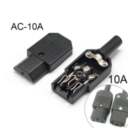 3 Pin IEC320 C14 C15 Electrical Socket LED 250V Rocker Switch Brass 10A Fuse Female Male Inlet Plug Pin Connector Computer Mount