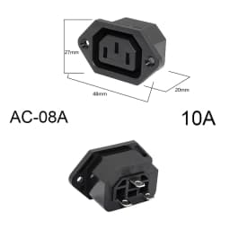 3 Pin IEC320 C14 C15 Electrical Socket LED 250V Rocker Switch Brass 10A Fuse Female Male Inlet Plug Pin Connector Computer Mount