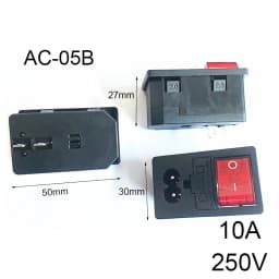 3 Pin IEC320 C14 C15 Electrical Socket LED 250V Rocker Switch Brass 10A Fuse Female Male Inlet Plug Pin Connector Computer Mount