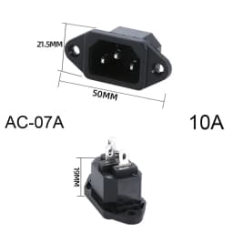 3 Pin IEC320 C14 C15 Electrical Socket LED 250V Rocker Switch Brass 10A Fuse Female Male Inlet Plug Pin Connector Computer Mount