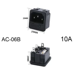 3 Pin IEC320 C14 C15 Electrical Socket LED 250V Rocker Switch Brass 10A Fuse Female Male Inlet Plug Pin Connector Computer Mount