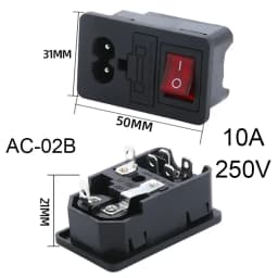 3 Pin IEC320 C14 C15 Electrical Socket LED 250V Rocker Switch Brass 10A Fuse Female Male Inlet Plug Pin Connector Computer Mount