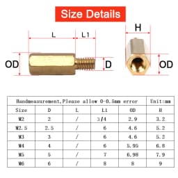 M2 M2.5 M3 M4 M5 Hex Brass Male Female Standoff Board Rack Stud Hexagon Threaded Pillar PCB Column Motherboard Spacer Bolt Screw
