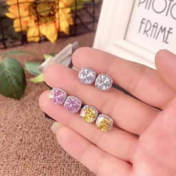 Huitan Classic Cushion Shape Stud Earrings with Brilliant Cubic Zirconia Stone Wedding Engagement Party Luxury Jewelry for Women