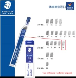 1pc Staedtler 250 Mechanical Pencil Lead Super Fine Anti-cracking 0.3/0.5/0.7/0.9/1.3 2H/H/HB/B Mars Micro Carbon Polymer Refill
