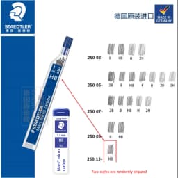 1pc Staedtler 250 Mechanical Pencil Lead Super Fine Anti-cracking 0.3/0.5/0.7/0.9/1.3 2H/H/HB/B Mars Micro Carbon Polymer Refill