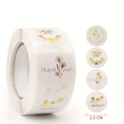 100-500Pcs Gold Foil Thank You Stickers for Gift Card Box Package Party Wrapping Decorate Baking Food Small Business 1Inch/2.5CM