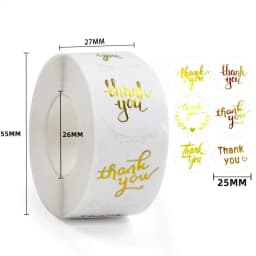 100-500Pcs Gold Foil Thank You Stickers for Gift Card Box Package Party Wrapping Decorate Baking Food Small Business 1Inch/2.5CM