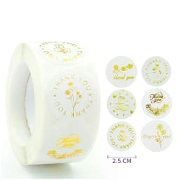 100-500Pcs Gold Foil Thank You Stickers for Gift Card Box Package Party Wrapping Decorate Baking Food Small Business 1Inch/2.5CM