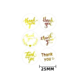 100-500Pcs Gold Foil Thank You Stickers for Gift Card Box Package Party Wrapping Decorate Baking Food Small Business 1Inch/2.5CM