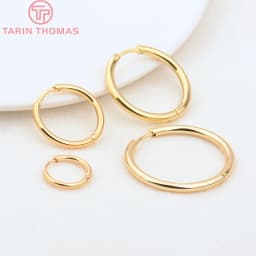 (3754)6PCS 12MM 30MM 24K Gold Color Stainless Steel Round Earring Hoop Earrings Clasps High Quality DIY Jewelry Making Findings