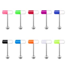 1pc Capsule Tongue Ring Acrylic Pill Tongue Piercing Stud Barbell Surgical Steel Bar Colorful Punk Women Men Body Jewelry 14G