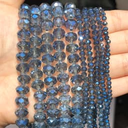 Clear Blue Faceted Austria Crystal Glass Beads 3 4 6 8mm Loose Rondelle Spacer Beads for Jewelry Making Diy Bracelet 15''inches