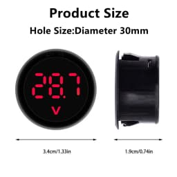 DC 4-100V LED Digital Display Round Two-wire Voltmeter DC Digital Car Voltage Current Meter Volt Detector Tester Monitor Pane
