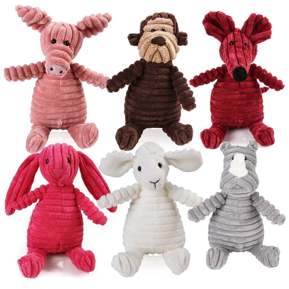 Pet Dog Molar Toy Vent Training Corduroy Monkey Pig Voice Plush Toy Dog Tooth Cleaning Supplie Dog Toys for Large Dogs