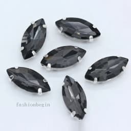 All size 24-colors Navette crystal glass Flatback sew on rhinestone stones montees silver claw button for jewelry DIY Garment