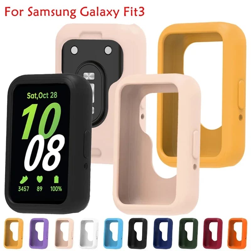 Soft Silicone Case for Samsung Galaxy Fit 3 Watch Candy Color Full Coverage Protective Cover for Galaxy Watch Fit 3 Accessories