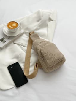 Chest bag corduroy women's chest bag casual lightweight waist bag Korean style versatile pure color extra soft crossbody small bag simple corduroy shoulder crossbody bag