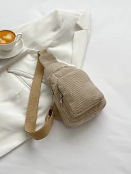 Chest bag corduroy women's chest bag casual lightweight waist bag Korean style versatile pure color extra soft crossbody small bag simple corduroy shoulder crossbody bag