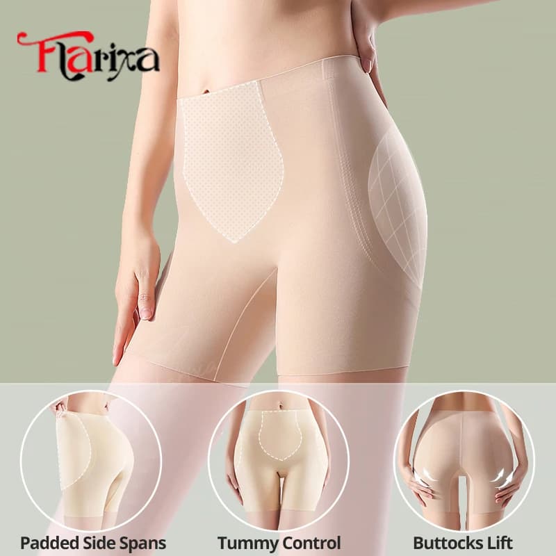 Flarixa Padded High Waist Shorts Butt Enhancer Shaper Buttock Lifting Panties Tummy Control Body Shaper With Butt Pads Shapewear