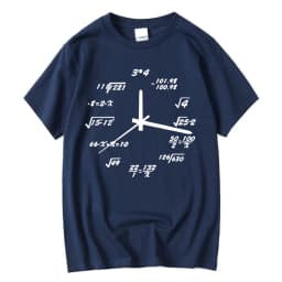 Men's T-shirt Cotton Blend Casual Funny Math Clock Print Summer Loose O-neck T Shirt for Men Short Sleeve T-shirt Male Tops