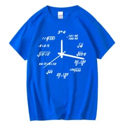 Men's T-shirt Cotton Blend Casual Funny Math Clock Print Summer Loose O-neck T Shirt for Men Short Sleeve T-shirt Male Tops