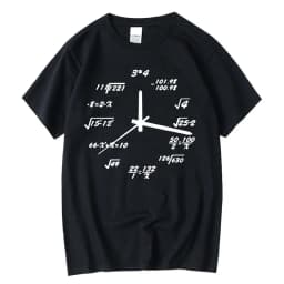 Men's T-shirt Cotton Blend Casual Funny Math Clock Print Summer Loose O-neck T Shirt for Men Short Sleeve T-shirt Male Tops