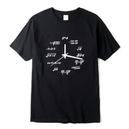 Men's T-shirt Cotton Blend Casual Funny Math Clock Print Summer Loose O-neck T Shirt for Men Short Sleeve T-shirt Male Tops