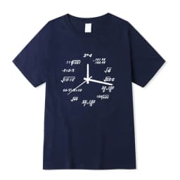 Men's T-shirt Cotton Blend Casual Funny Math Clock Print Summer Loose O-neck T Shirt for Men Short Sleeve T-shirt Male Tops
