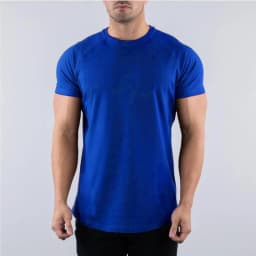 Cotton Gym T-shirt Men Summer Fitness Clothing O-Neck Short Sleeve T shirt Slim Fit Tshirt Bodybuilding Workout Tees Tops